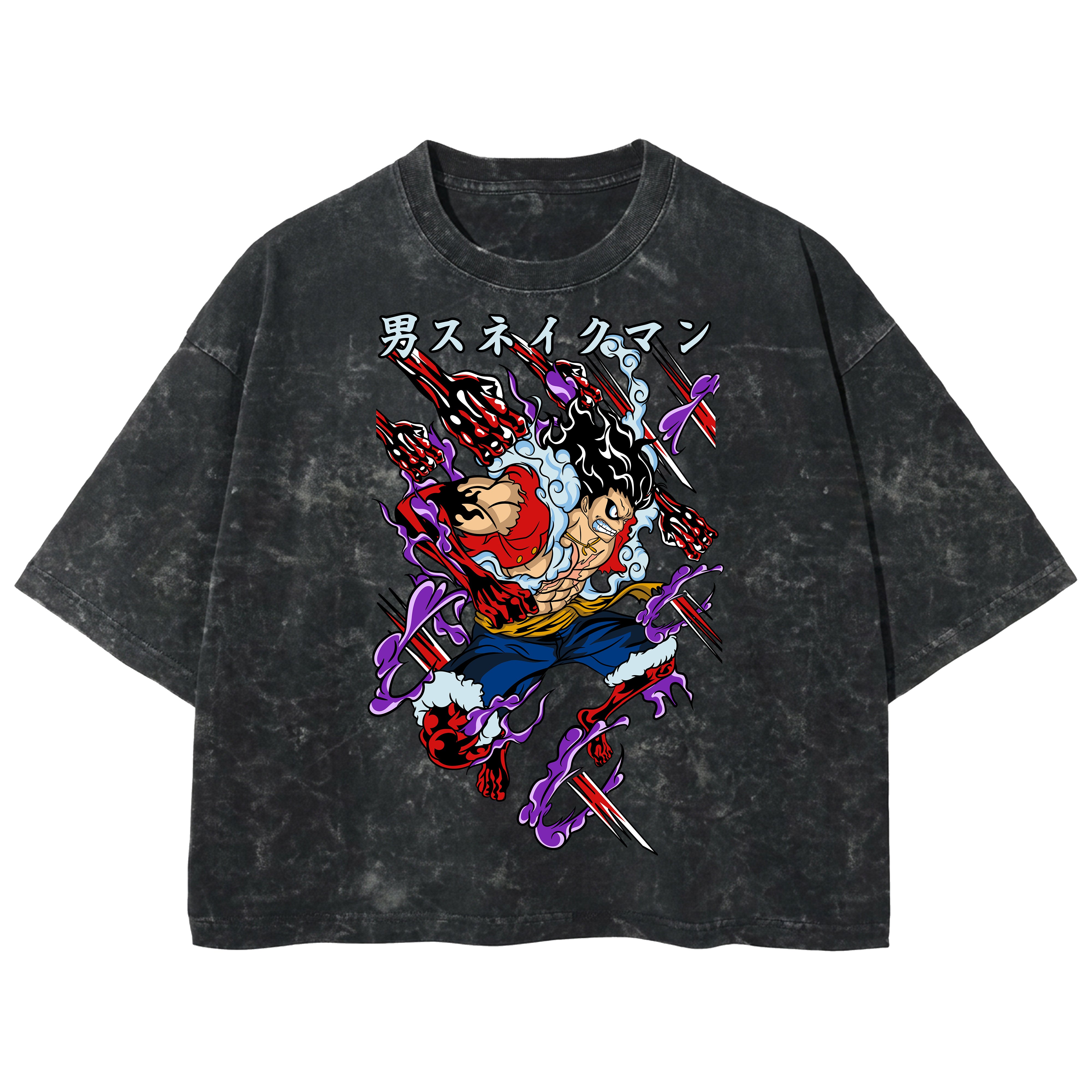 Playera streetwear premium de anime y gaming ExtraLife MX, corte boxy deluxe mineral wash heavyweight en color Acid Wash, moda urbana mexicana de culto.