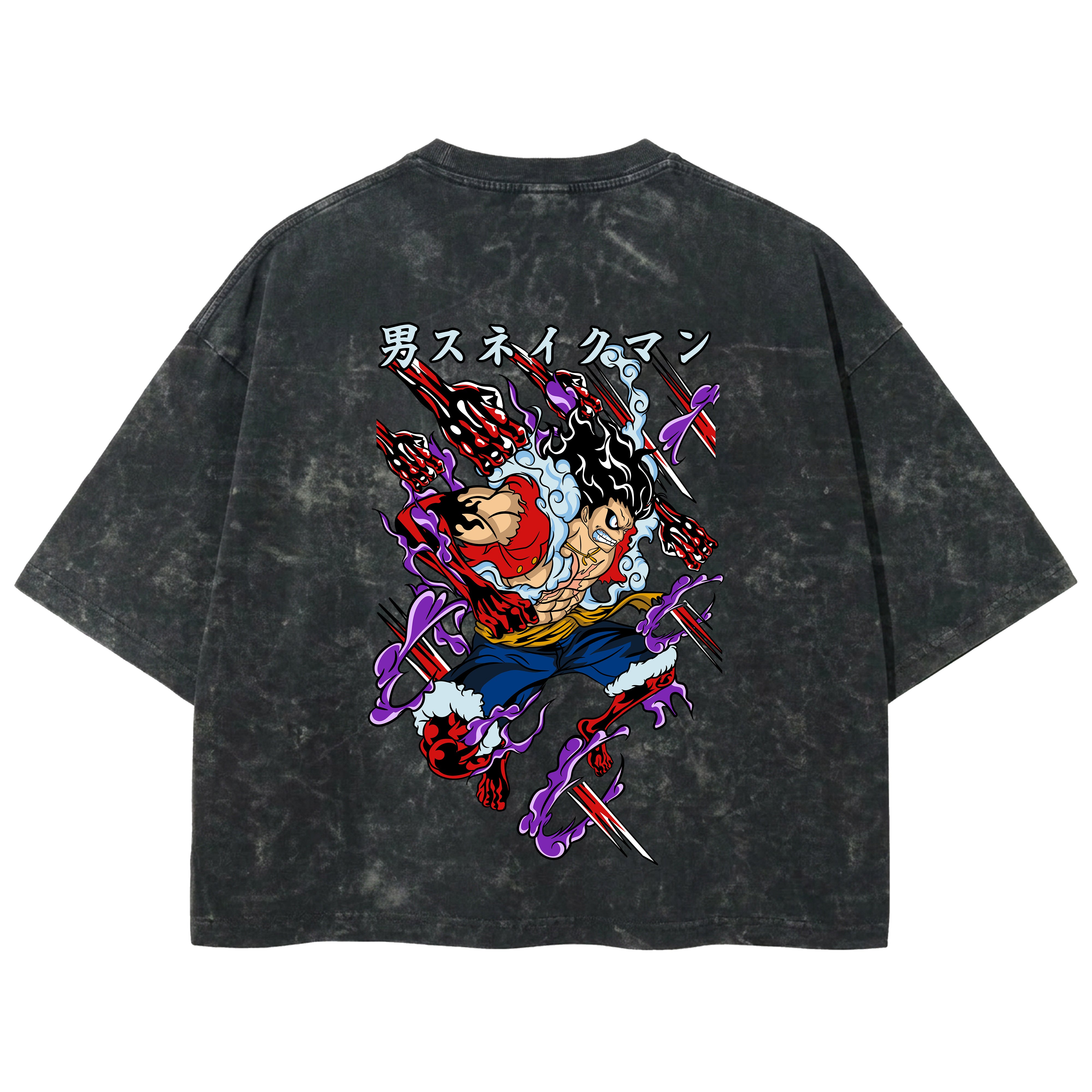 Playera streetwear premium de anime y gaming ExtraLife MX, corte boxy deluxe mineral wash heavyweight en color Acid Wash, moda urbana mexicana de culto.