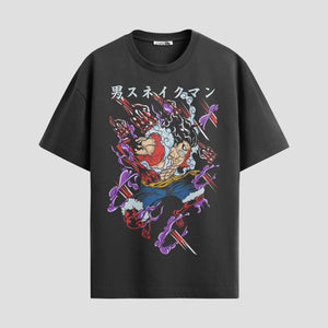 Playera urbana de anime y gaming ExtraLife MX, corte Standard Fit unisex ligero y transpirable en color Deep Black y Pure White, ropa de uso diario para gym y casual.