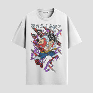 Playera urbana de anime y gaming ExtraLife MX, corte Standard Fit unisex ligero y transpirable en color Deep Black y Pure White, ropa de uso diario para gym y casual.