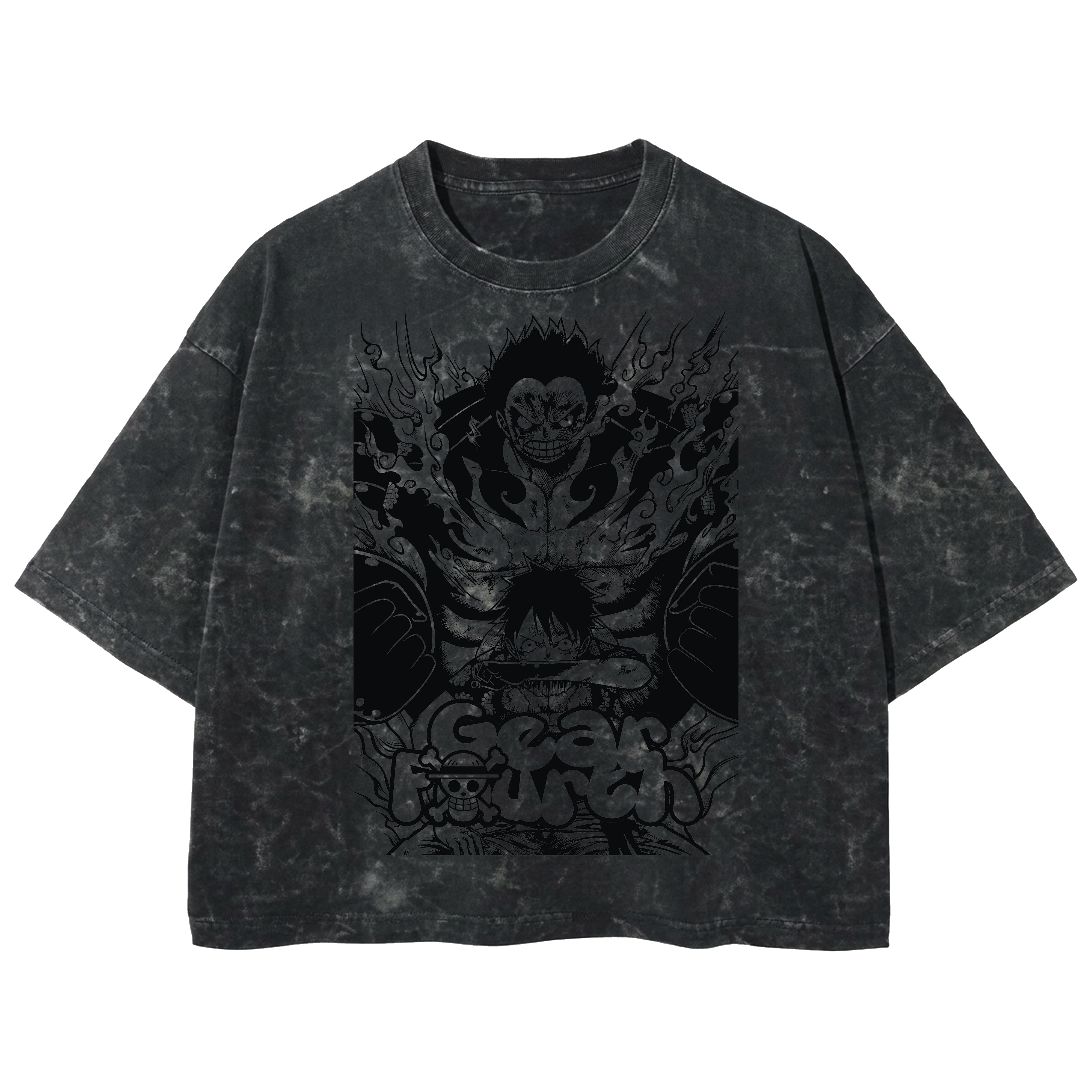 Playera streetwear premium de anime y gaming ExtraLife MX, corte boxy deluxe mineral wash heavyweight en color Acid Wash, moda urbana mexicana de culto.