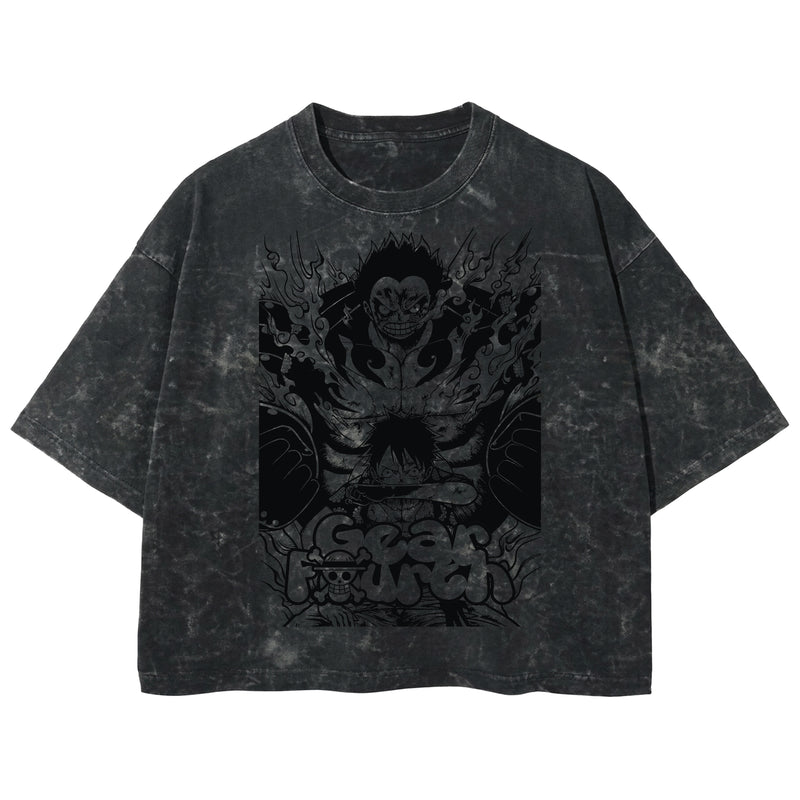 Playera streetwear premium de anime y gaming ExtraLife MX, corte boxy deluxe mineral wash heavyweight en color Acid Wash, moda urbana mexicana de culto.