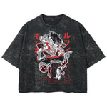 Playera streetwear premium de anime y gaming ExtraLife MX, corte boxy deluxe mineral wash heavyweight en color Acid Wash, moda urbana mexicana de culto.