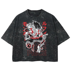 Playera streetwear premium de anime y gaming ExtraLife MX, corte boxy deluxe mineral wash heavyweight en color Acid Wash, moda urbana mexicana de culto.