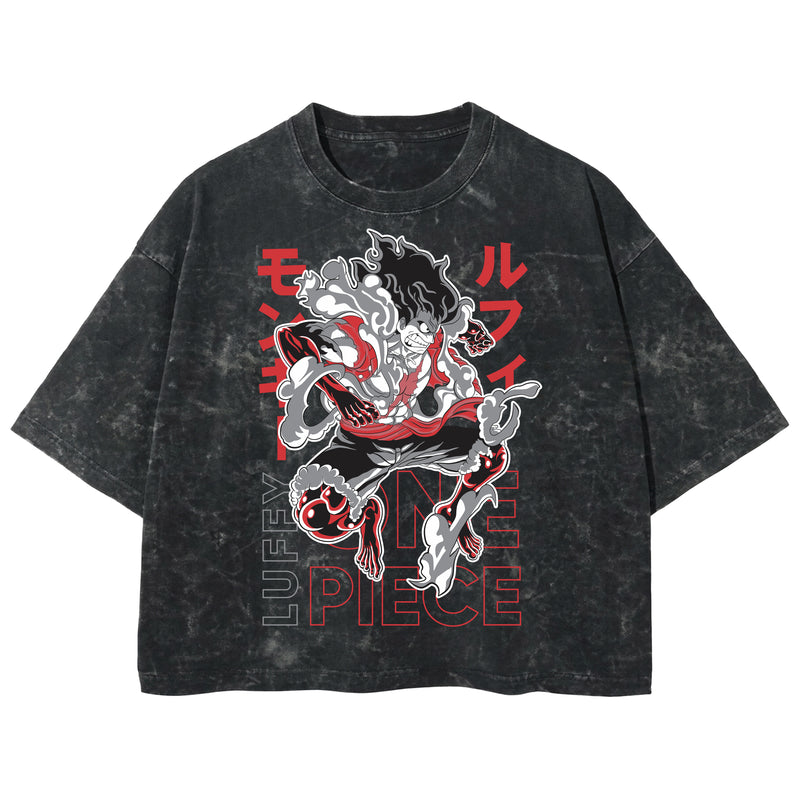 Playera streetwear premium de anime y gaming ExtraLife MX, corte boxy deluxe mineral wash heavyweight en color Acid Wash, moda urbana mexicana de culto.
