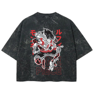 Playera streetwear premium de anime y gaming ExtraLife MX, corte boxy deluxe mineral wash heavyweight en color Acid Wash, moda urbana mexicana de culto.