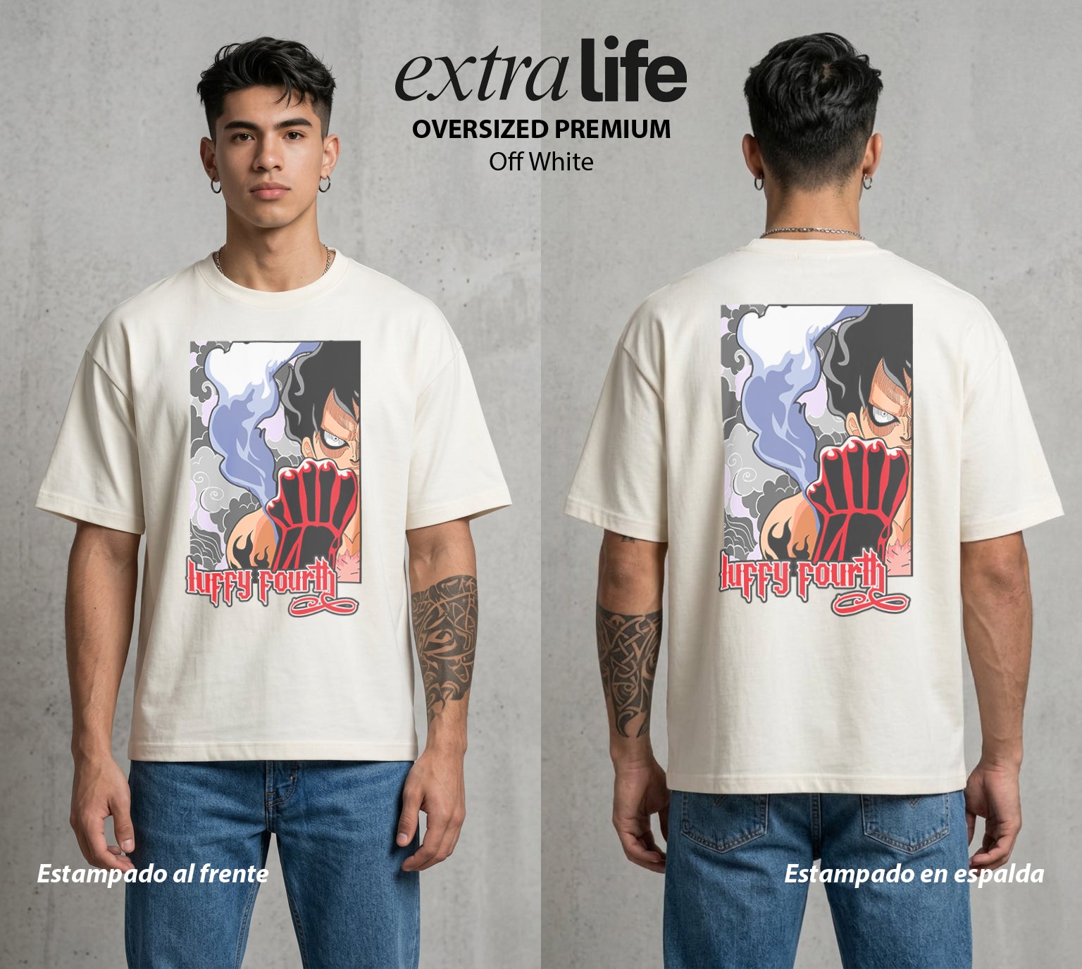 Mar de los Piratas | Transformacion del Capitan #03167 - Playera Oversized Premium | Off White - Foto en modelo