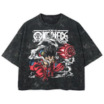 Playera streetwear premium de anime y gaming ExtraLife MX, corte boxy deluxe mineral wash heavyweight en color Acid Wash, moda urbana mexicana de culto.