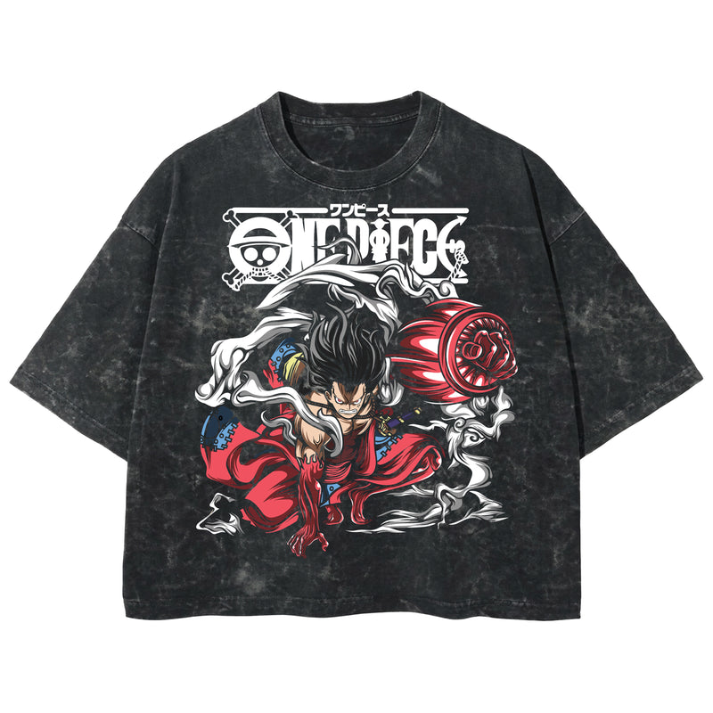 Playera streetwear premium de anime y gaming ExtraLife MX, corte boxy deluxe mineral wash heavyweight en color Acid Wash, moda urbana mexicana de culto.