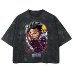 Playera streetwear premium de anime y gaming ExtraLife MX, corte boxy deluxe mineral wash heavyweight en color Acid Wash, moda urbana mexicana de culto.