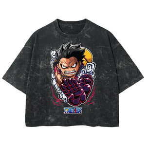 Playera streetwear premium de anime y gaming ExtraLife MX, corte boxy deluxe mineral wash heavyweight en color Acid Wash, moda urbana mexicana de culto.