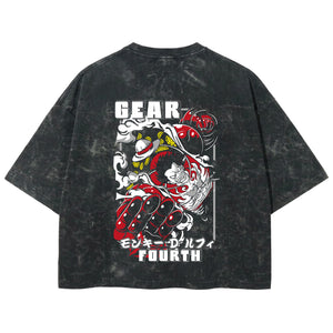 Playera streetwear premium de anime y gaming ExtraLife MX, corte boxy deluxe mineral wash heavyweight en color Acid Wash, moda urbana mexicana de culto.