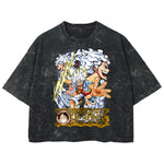 Playera streetwear premium de anime y gaming ExtraLife MX, corte boxy deluxe mineral wash heavyweight en color Acid Wash, moda urbana mexicana de culto.