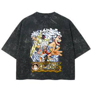Playera streetwear premium de anime y gaming ExtraLife MX, corte boxy deluxe mineral wash heavyweight en color Acid Wash, moda urbana mexicana de culto.
