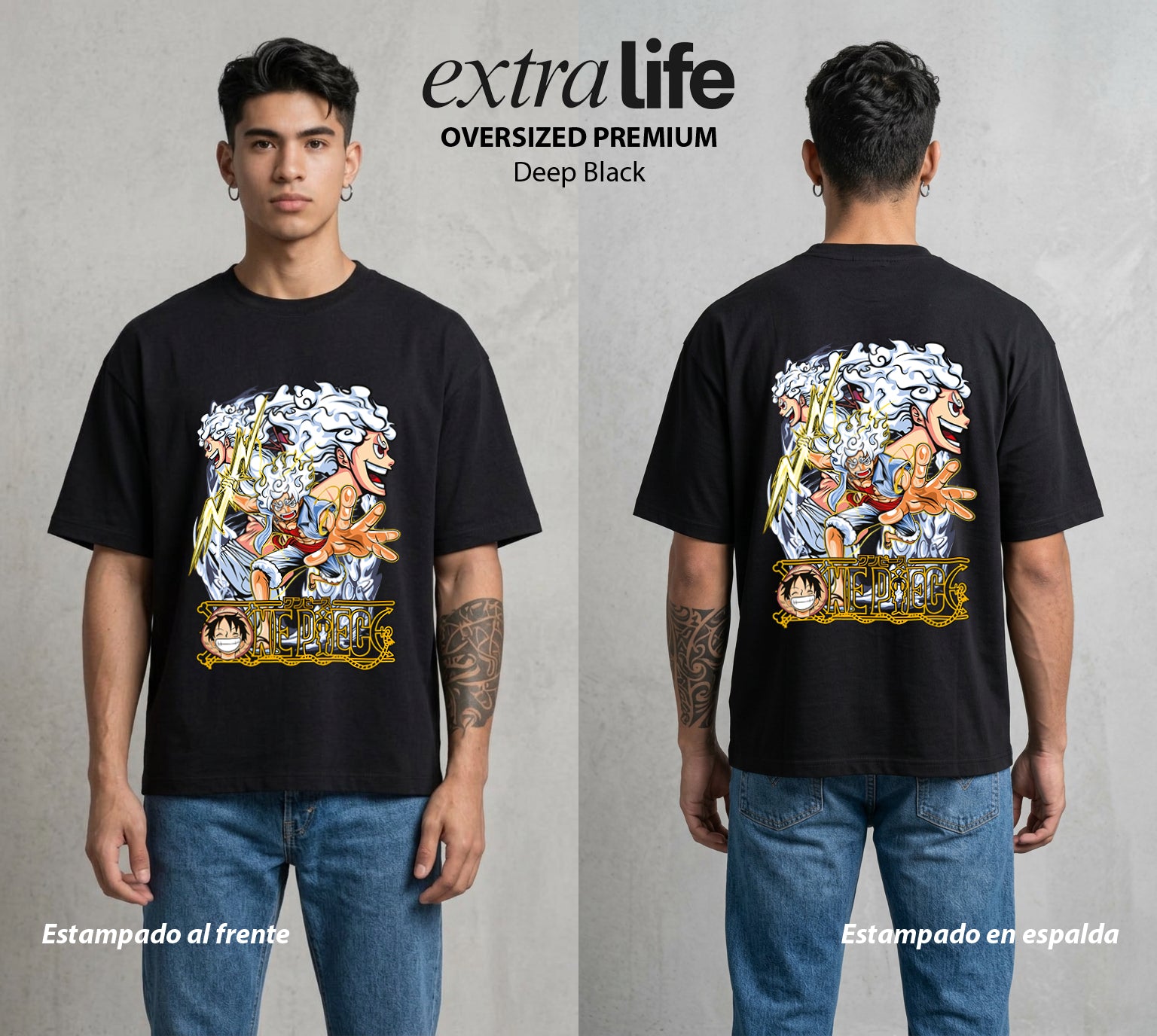 Mar de los Piratas | Capitan en Modo Bestia #03171 - Playera Oversized Premium | Deep Black - Foto en modelo