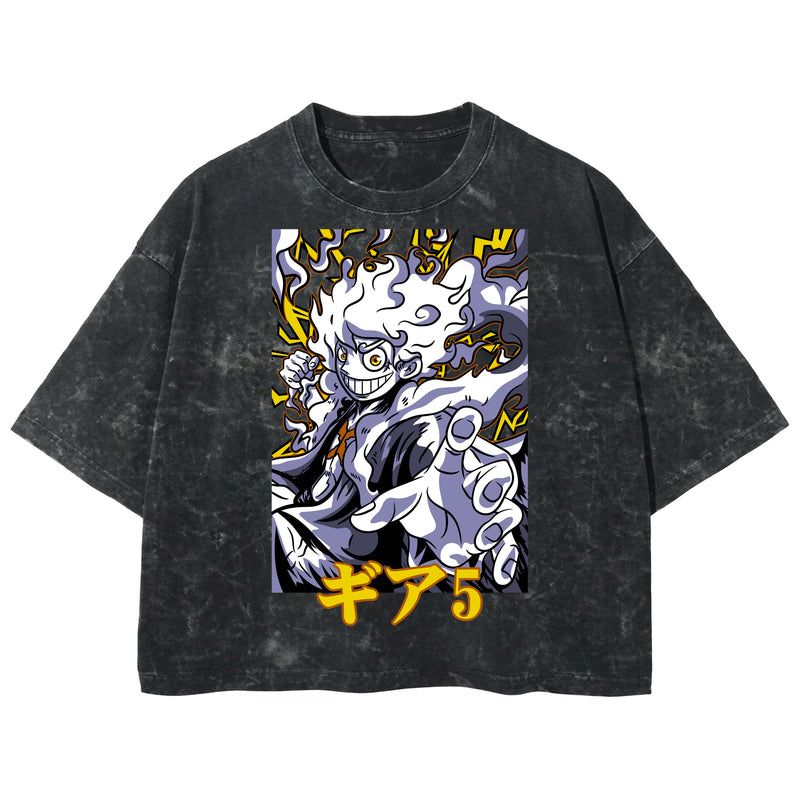 Playera streetwear premium de anime y gaming ExtraLife MX, corte boxy deluxe mineral wash heavyweight en color Acid Wash, moda urbana mexicana de culto.