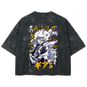 Playera streetwear premium de anime y gaming ExtraLife MX, corte boxy deluxe mineral wash heavyweight en color Acid Wash, moda urbana mexicana de culto.