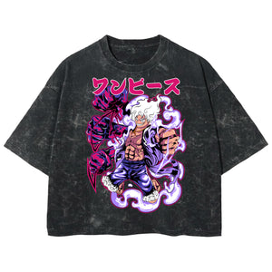 Playera streetwear premium de anime y gaming ExtraLife MX, corte boxy deluxe mineral wash heavyweight en color Acid Wash, moda urbana mexicana de culto.
