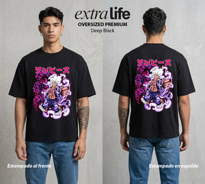 Mar de los Piratas | El Engranaje Final #03173 - Playera Oversized Premium | Deep Black - Foto en modelo