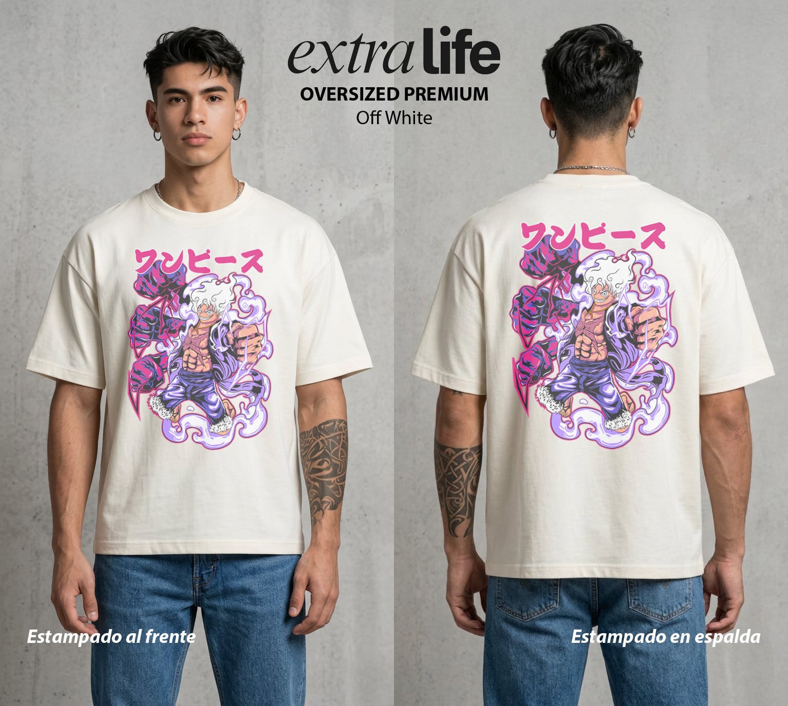 Mar de los Piratas | El Engranaje Final #03173 - Playera Oversized Premium | Off White - Foto en modelo