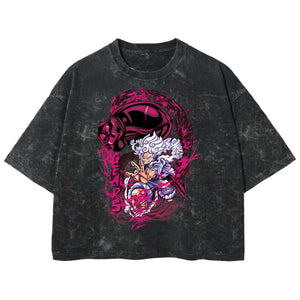 Playera streetwear premium de anime y gaming ExtraLife MX, corte boxy deluxe mineral wash heavyweight en color Acid Wash, moda urbana mexicana de culto.