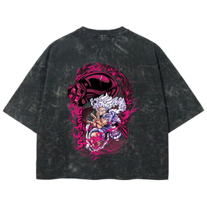 Playera streetwear premium de anime y gaming ExtraLife MX, corte boxy deluxe mineral wash heavyweight en color Acid Wash, moda urbana mexicana de culto.