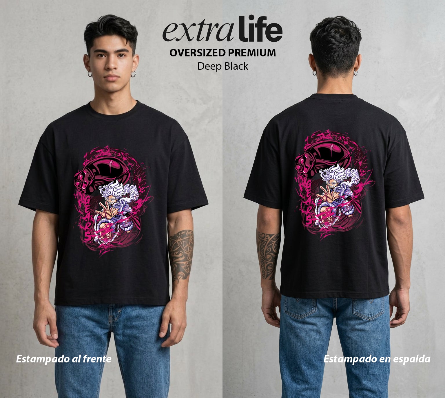 Mar de los Piratas | Transformacion del Capitan #03174 - Playera Oversized Premium | Deep Black - Foto en modelo