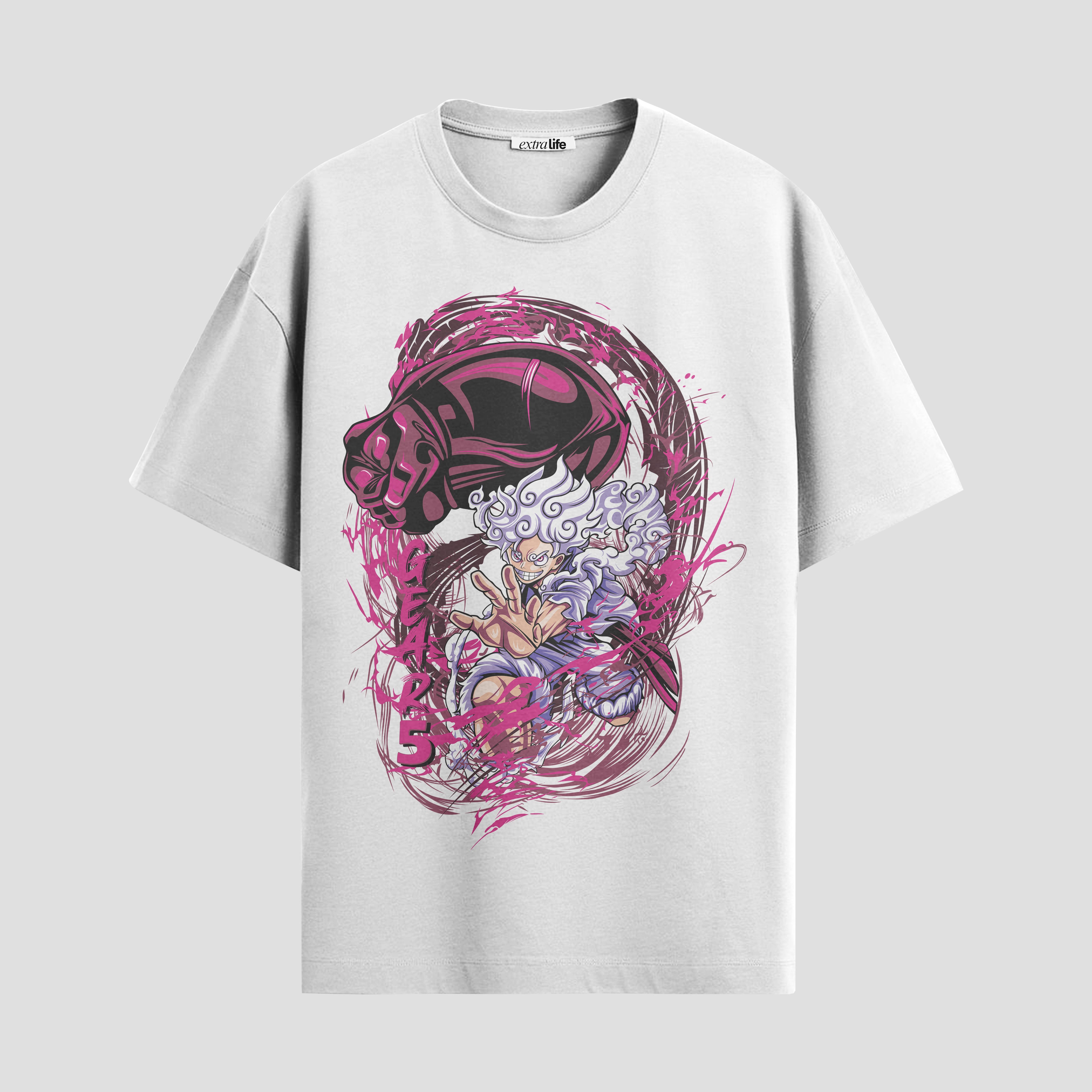 Playera urbana de anime y gaming ExtraLife MX, corte Standard Fit unisex ligero y transpirable en color Deep Black y Pure White, ropa de uso diario para gym y casual.