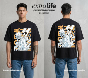Mar de los Piratas | Gear del Sombrero #03175 - Playera Oversized Premium | Deep Black - Foto en modelo