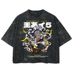 Playera streetwear premium de anime y gaming ExtraLife MX, corte boxy deluxe mineral wash heavyweight en color Acid Wash, moda urbana mexicana de culto.