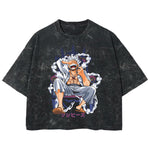 Playera streetwear premium de anime y gaming ExtraLife MX, corte boxy deluxe mineral wash heavyweight en color Acid Wash, moda urbana mexicana de culto.