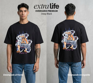 Mar de los Piratas | Engranaje del Capitan #03177 - Playera Oversized Premium | Deep Black - Foto en modelo