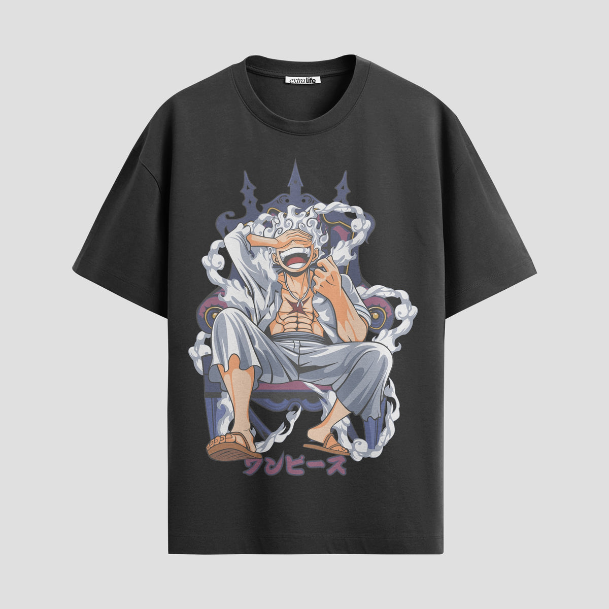 Playera urbana de anime y gaming ExtraLife MX, corte Classic Premium unisex ligero y transpirable en color Deep Black y Pure White, ropa de uso diario para gym y casual.