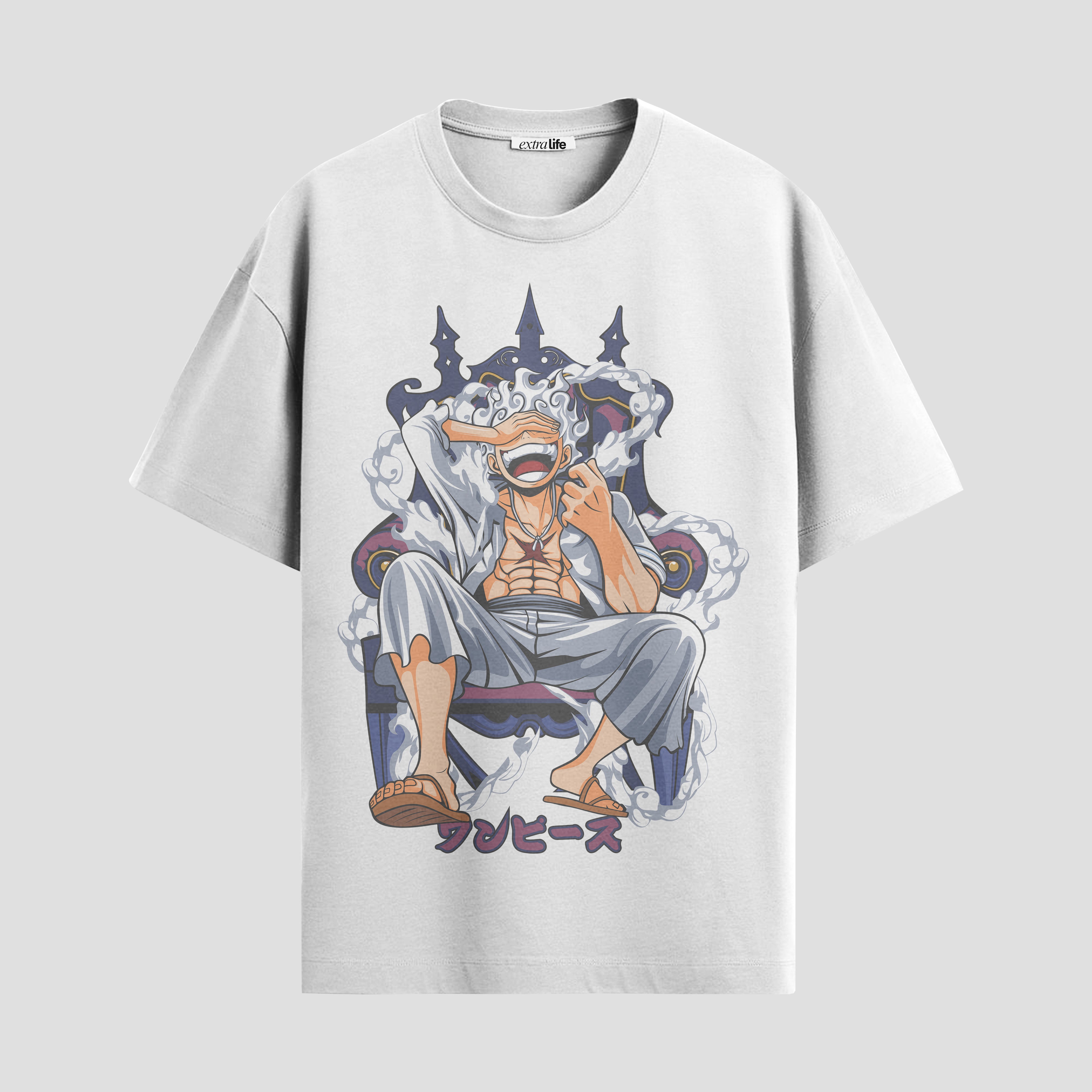 Playera urbana de anime y gaming ExtraLife MX, corte Standard Fit unisex ligero y transpirable en color Deep Black y Pure White, ropa de uso diario para gym y casual.