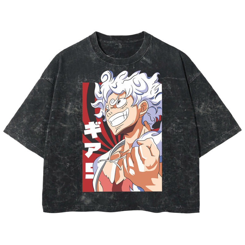 Playera streetwear premium de anime y gaming ExtraLife MX, corte boxy deluxe mineral wash heavyweight en color Acid Wash, moda urbana mexicana de culto.