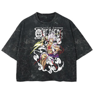 Playera streetwear premium de anime y gaming ExtraLife MX, corte boxy deluxe mineral wash heavyweight en color Acid Wash, moda urbana mexicana de culto.