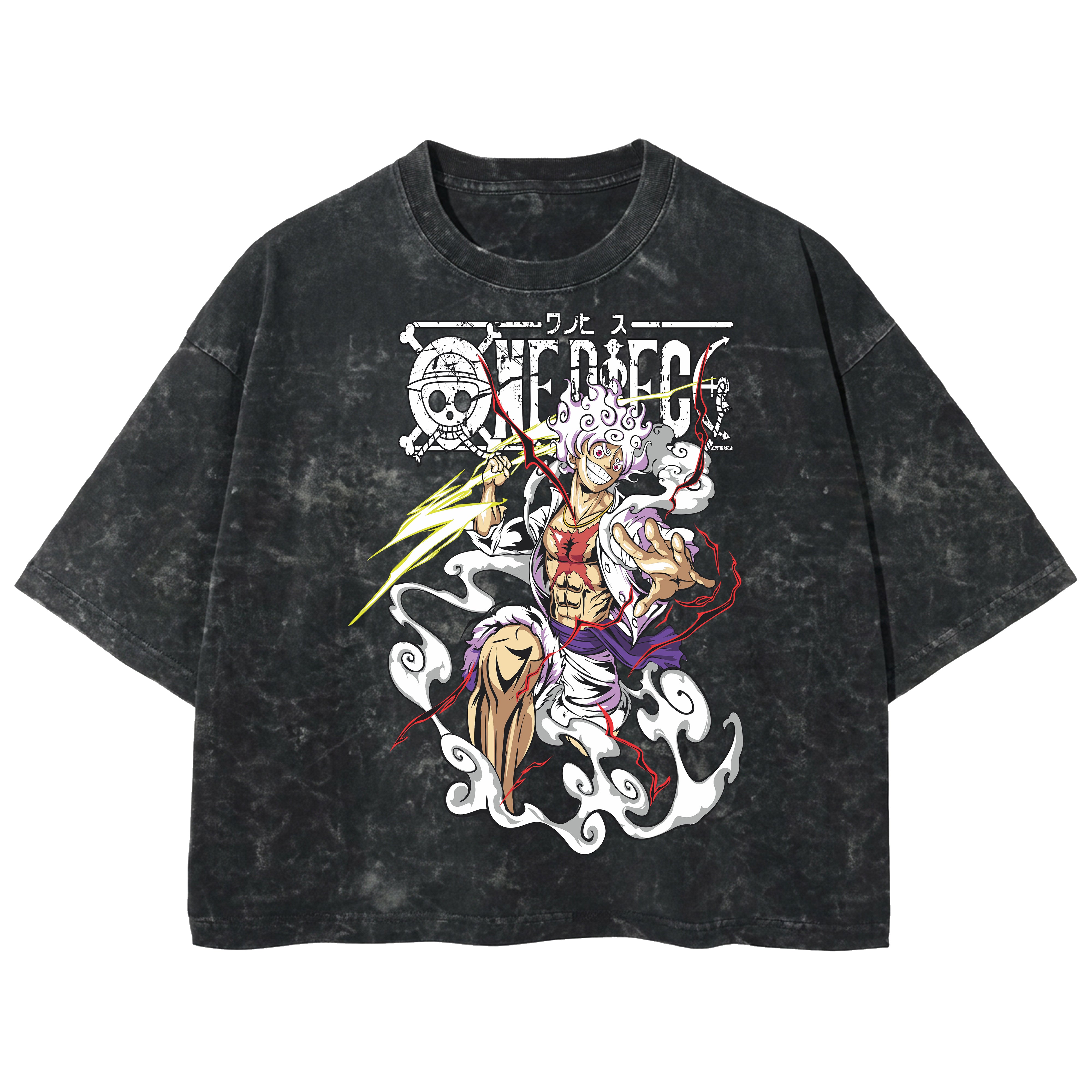 Playera streetwear premium de anime y gaming ExtraLife MX, corte boxy deluxe mineral wash heavyweight en color Acid Wash, moda urbana mexicana de culto.