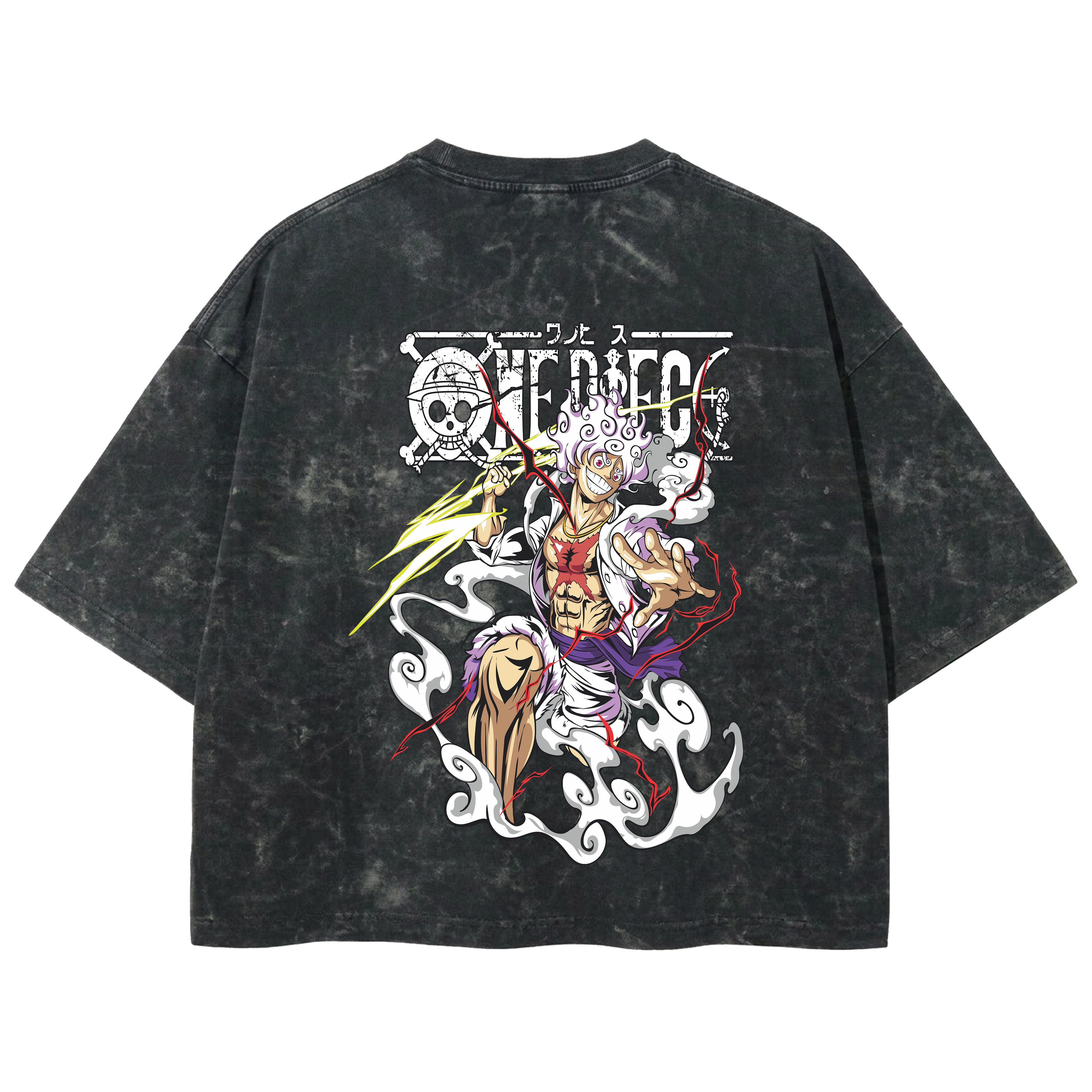 Playera streetwear premium de anime y gaming ExtraLife MX, corte boxy deluxe mineral wash heavyweight en color Acid Wash, moda urbana mexicana de culto.