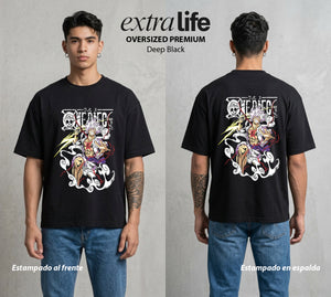 Mar de los Piratas | Goma en el Limite #03179 - Playera Oversized Premium | Deep Black - Foto en modelo