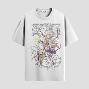 Playera urbana de anime y gaming ExtraLife MX, corte Standard Fit unisex ligero y transpirable en color Deep Black y Pure White, ropa de uso diario para gym y casual.