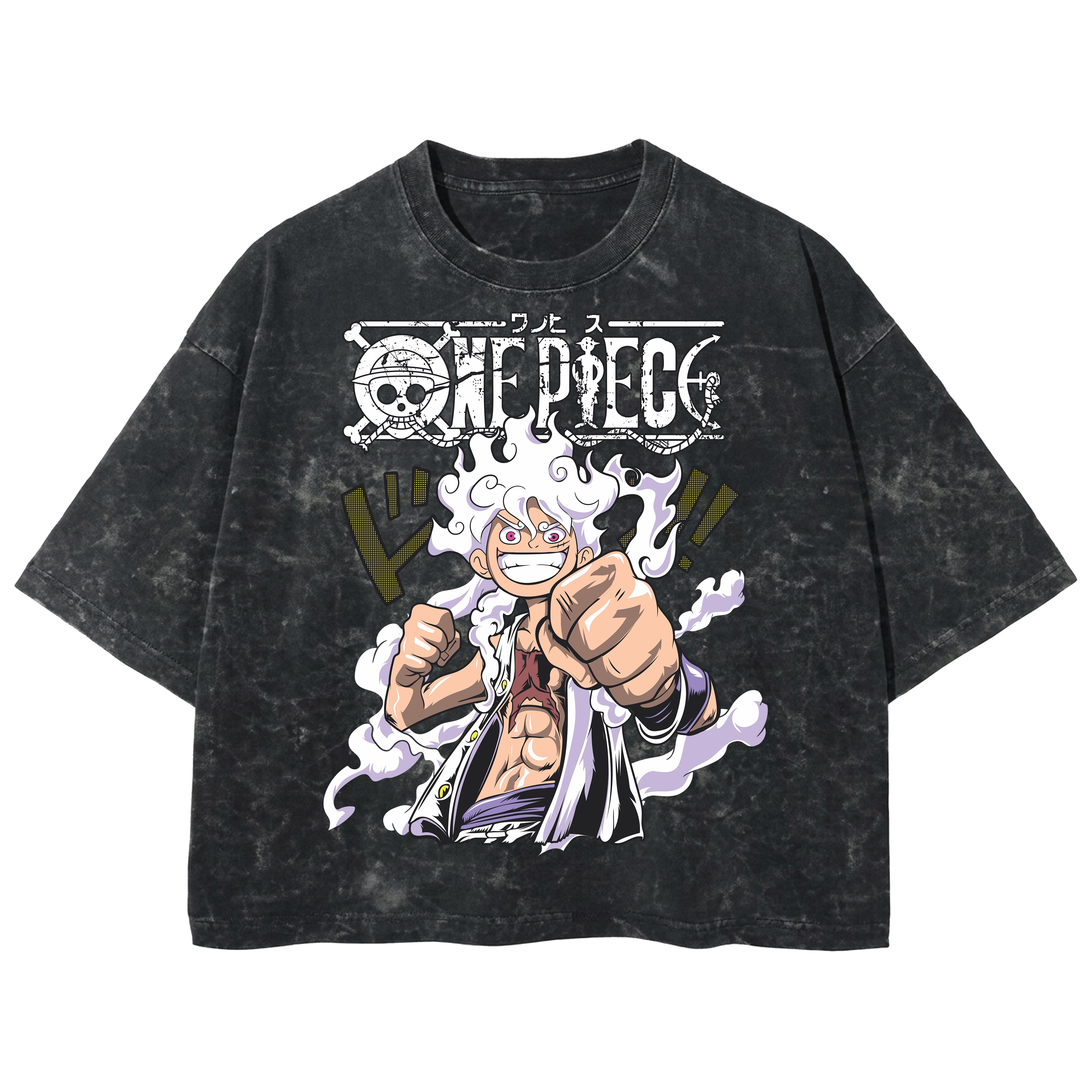 Playera streetwear premium de anime y gaming ExtraLife MX, corte boxy deluxe mineral wash heavyweight en color Acid Wash, moda urbana mexicana de culto.