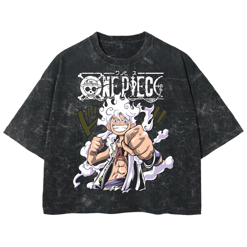 Playera streetwear premium de anime y gaming ExtraLife MX, corte boxy deluxe mineral wash heavyweight en color Acid Wash, moda urbana mexicana de culto.