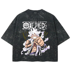 Playera streetwear premium de anime y gaming ExtraLife MX, corte boxy deluxe mineral wash heavyweight en color Acid Wash, moda urbana mexicana de culto.