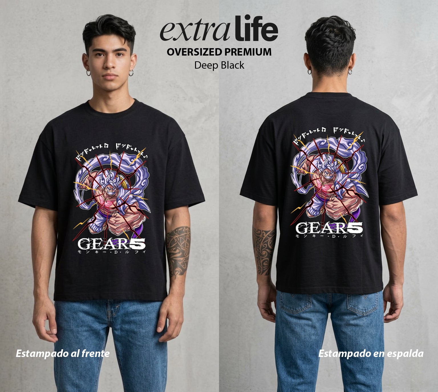 Mar de los Piratas | Gear del Sombrero #03182 - Playera Oversized Premium | Deep Black - Foto en modelo