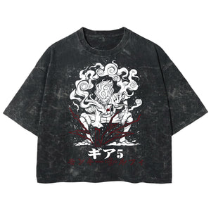 Playera streetwear premium de anime y gaming ExtraLife MX, corte boxy deluxe mineral wash heavyweight en color Acid Wash, moda urbana mexicana de culto.