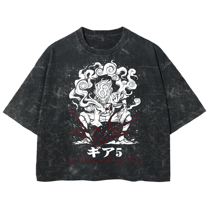 Playera streetwear premium de anime y gaming ExtraLife MX, corte boxy deluxe mineral wash heavyweight en color Acid Wash, moda urbana mexicana de culto.