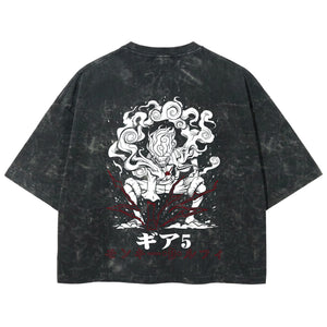 Playera streetwear premium de anime y gaming ExtraLife MX, corte boxy deluxe mineral wash heavyweight en color Acid Wash, moda urbana mexicana de culto.
