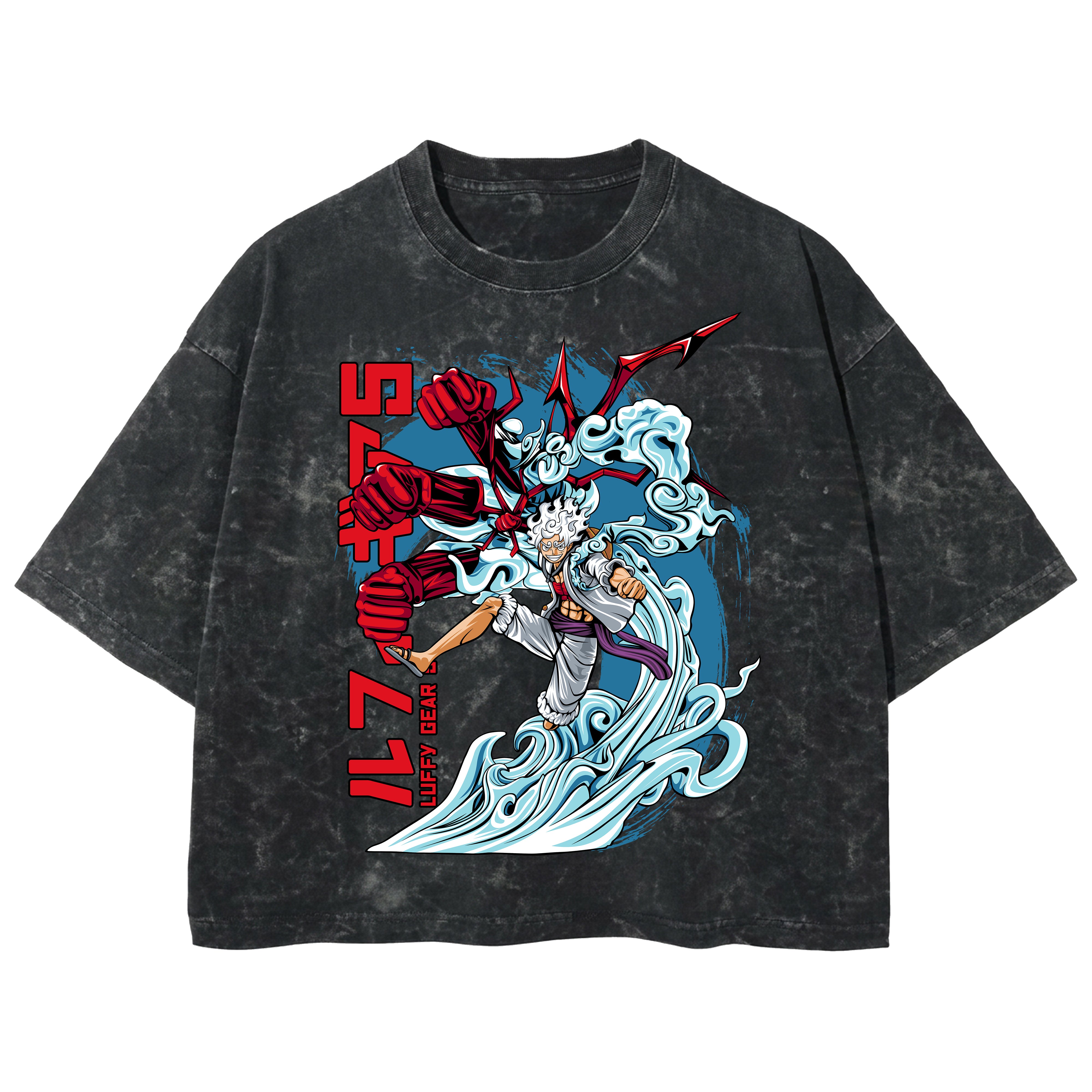Playera streetwear premium de anime y gaming ExtraLife MX, corte boxy deluxe mineral wash heavyweight en color Acid Wash, moda urbana mexicana de culto.