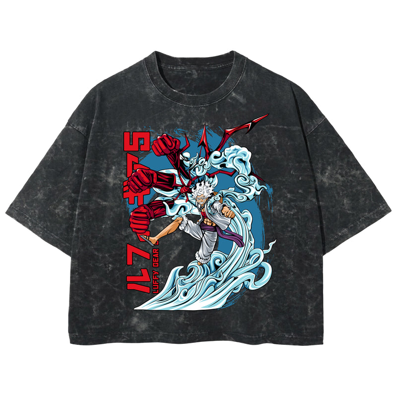Playera streetwear premium de anime y gaming ExtraLife MX, corte boxy deluxe mineral wash heavyweight en color Acid Wash, moda urbana mexicana de culto.