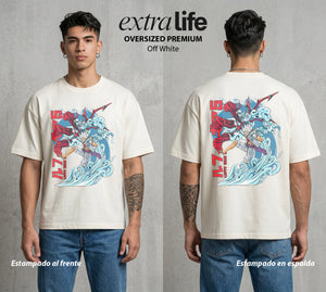 Mar de los Piratas | Engranaje del Capitan #03184 - Playera Oversized Premium | Off White - Foto en modelo